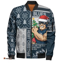 Amazing Aussie Carlton Merry Christmas Knit Style Festive Spirit Bomber Jacket