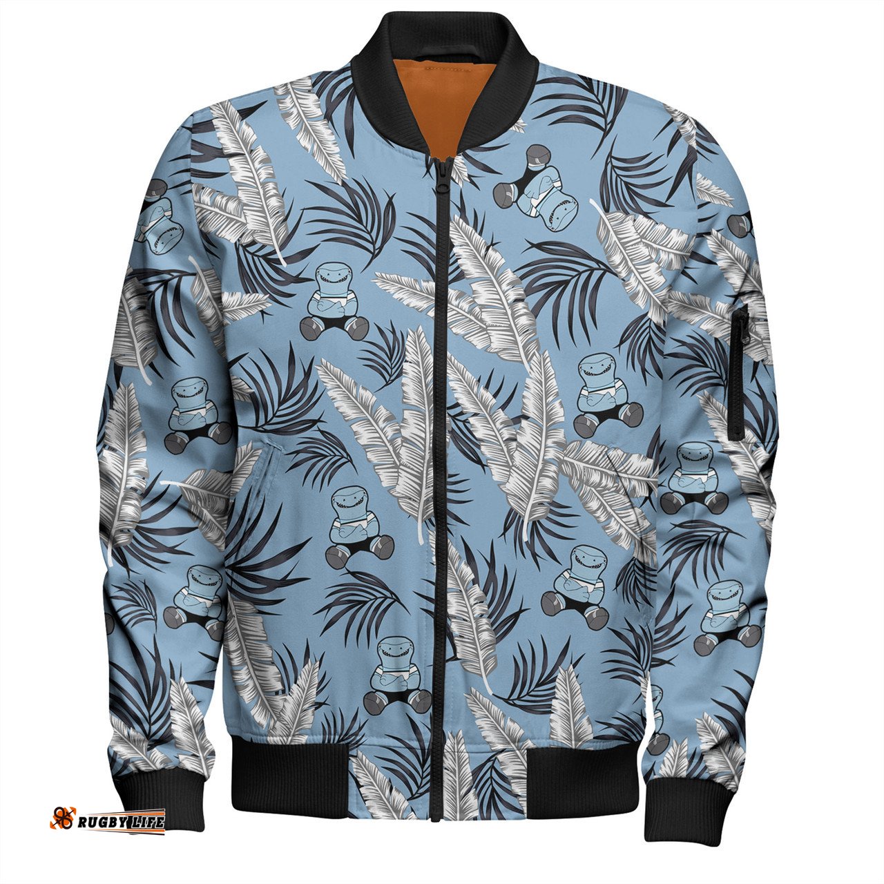 Amazing Aussie Cronulla Sutherland Sharks Tropical Patterns Sharkies Bomber Jacket