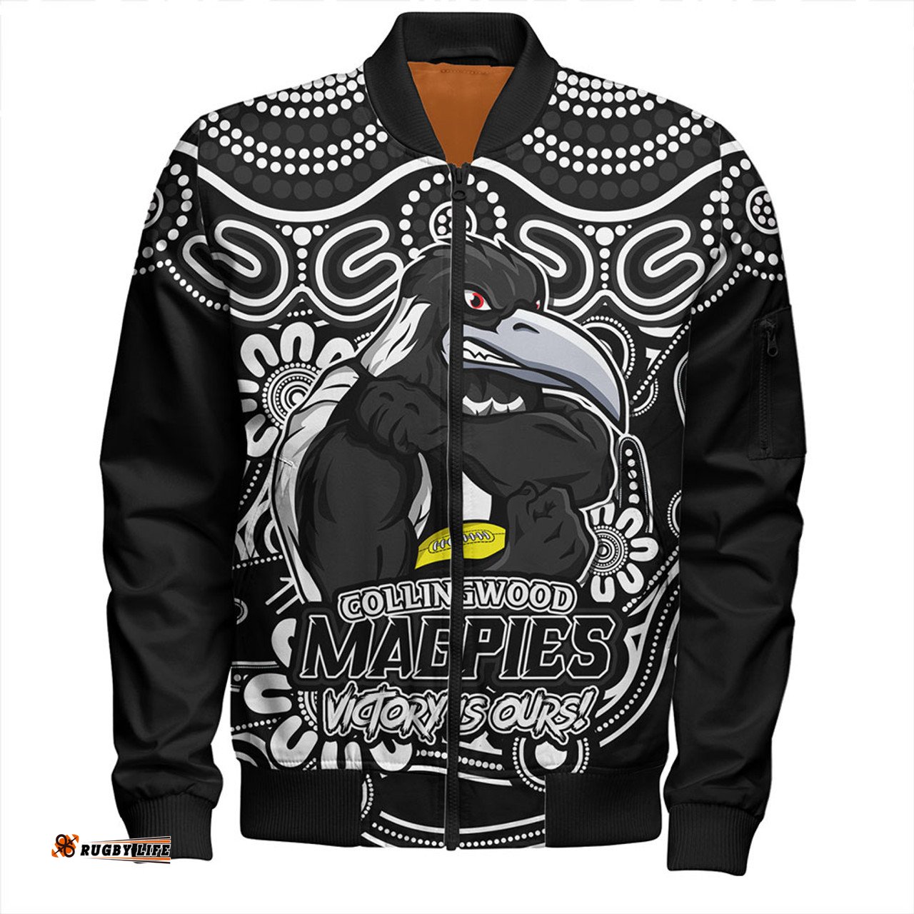 Amazing Aussie Collingwood Aboriginal Inspired Tough Fan Football For Life Bomber Jacket