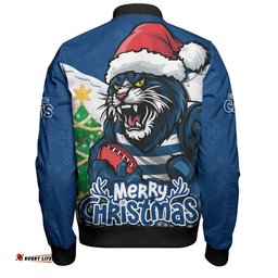 Amazing Aussie Geelong Cats Santa Scoring Touchdown On Christmas Game Day Bomber Jacket
