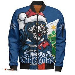 Amazing Aussie Geelong Cats Santa Scoring Touchdown On Christmas Game Day Bomber Jacket