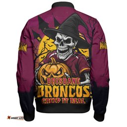 Amazing Aussie Brisbane Broncos Dark Moon Rugby Halloween Battle Edition Bomber Jacket