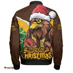 Amazing Aussie Hawthorn Santa Scoring Touchdown On Christmas Game Day Bomber Jacket