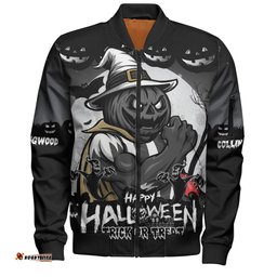 Amazing Aussie Collingwood Dark Pumpkin Halloween Spirit Bomber Jacket