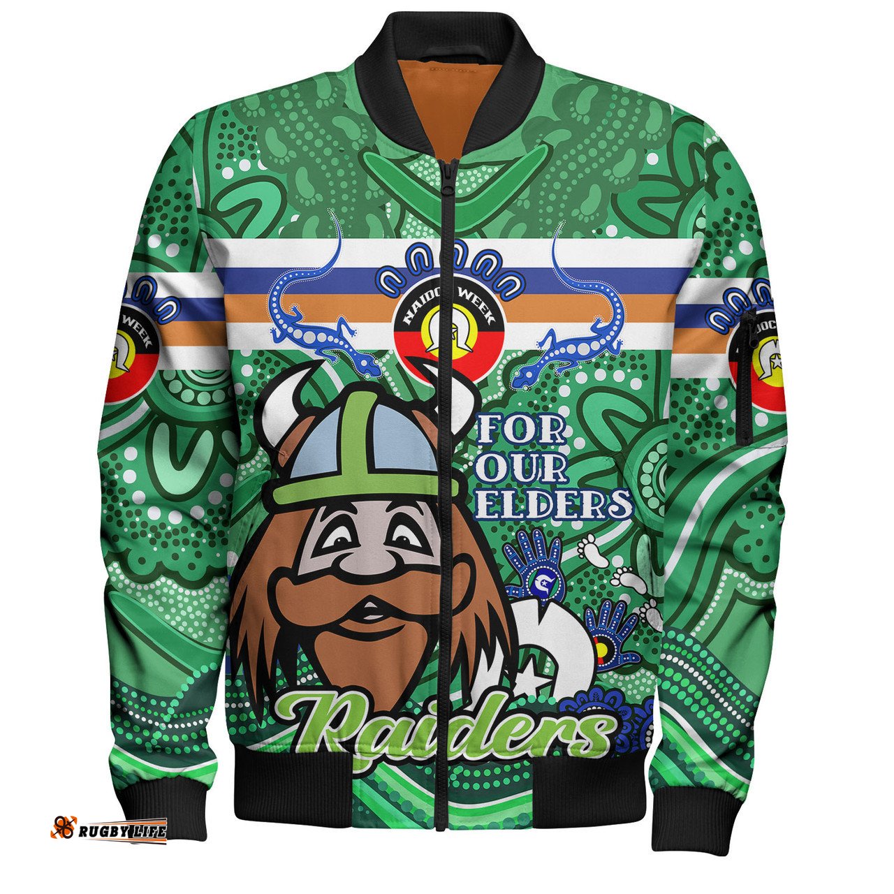 Amazing Aussie Canberra Raiders Naidoc Week Custom For Our Elders Home Jersey Bomber Jacket