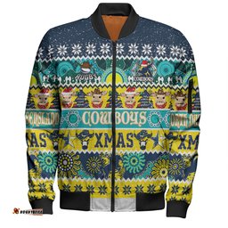 Amazing Aussie North Queensland Cowboys Christmas Aboriginal Custom Indigenous Knitted Ugly Xmas Style Bomber Jacket