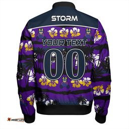 Amazing Aussie Melbourne Storm Tropical Hibiscus and Coconut Trees Bomber Jacket