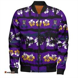 Amazing Aussie Melbourne Storm Tropical Hibiscus and Coconut Trees Bomber Jacket