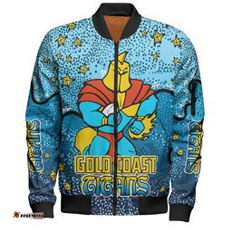 Amazing Aussie Gold Coast Titans Custom Team With Dot And Star Patterns For Tough Fan Bomber Jacket