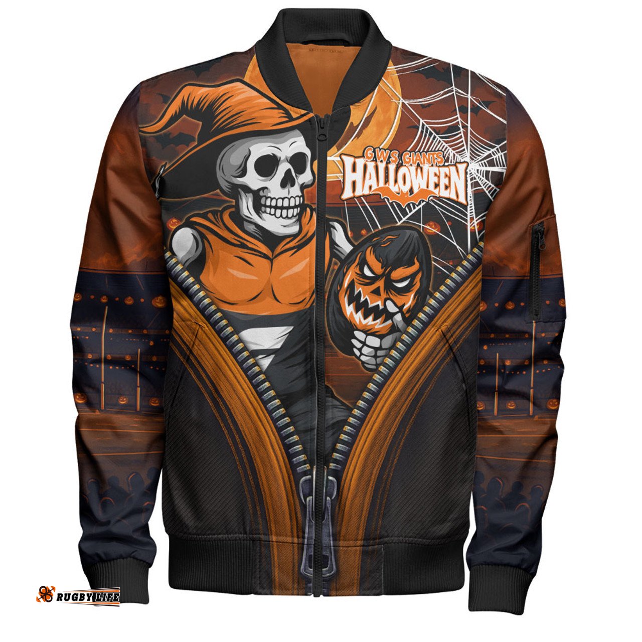 Amazing Aussie GWS GIANTS Halloween Night Reaper Bomber Jacket