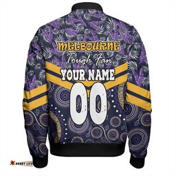 Amazing Aussie Melbourne Storm Tropical Patterns And Dot Painting Eat Sleep Rugby Repeat Bomber Jacket