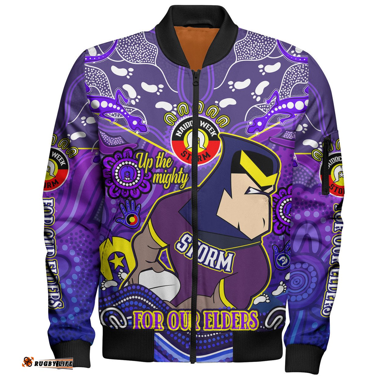 Amazing Aussie Melbourne Storm Naidoc Week Custom For Our Elders Home Jersey Bomber Jacket