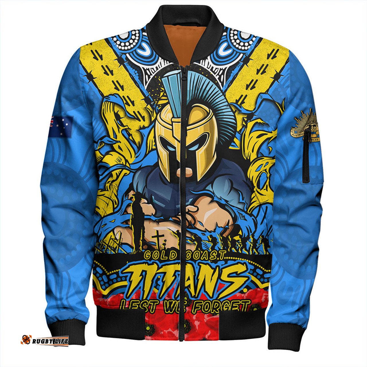 Amazing Aussie Gold Coast Titans Ripped Legacy Of The Game The ANZAC Spirit Lives On Bomber Jacket
