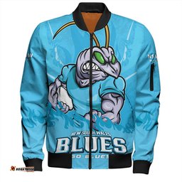 Amazing Aussie New South Wales Blues Strong Fighting Flame Go Blues Bomber Jacket