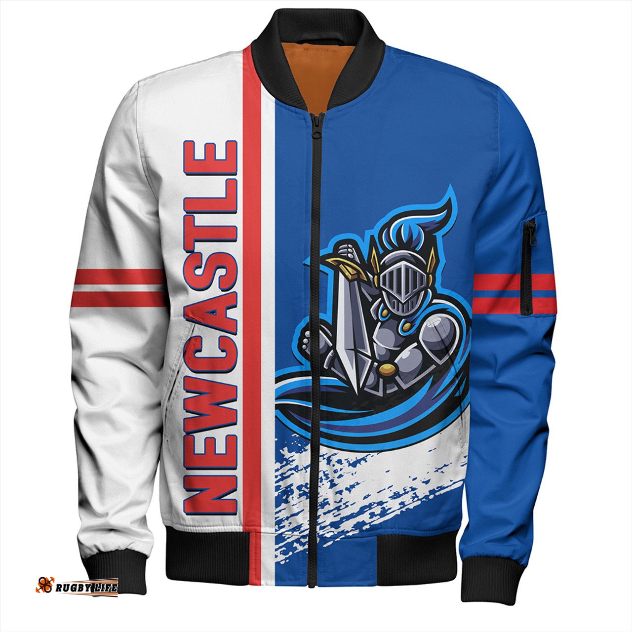 Amazing Aussie Newcastle Knights Sport Knights Mascot Quater Style Bomber Jacket