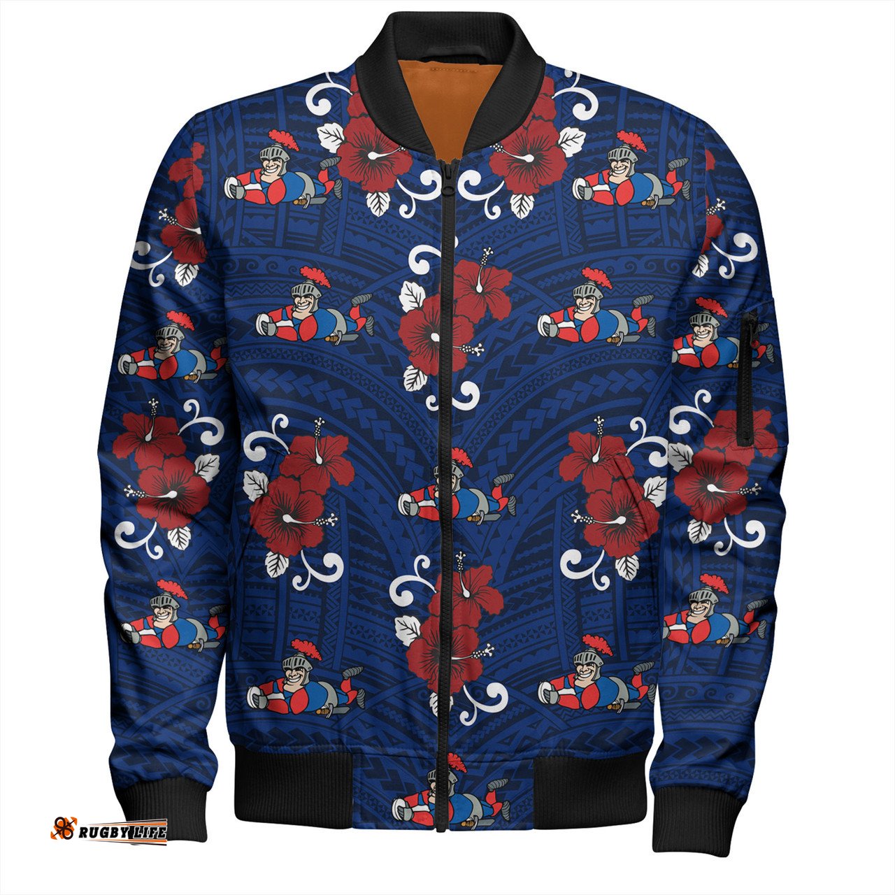 Amazing Aussie Newcastle Knights Custom Knights With Maori Patterns Bomber Jacket