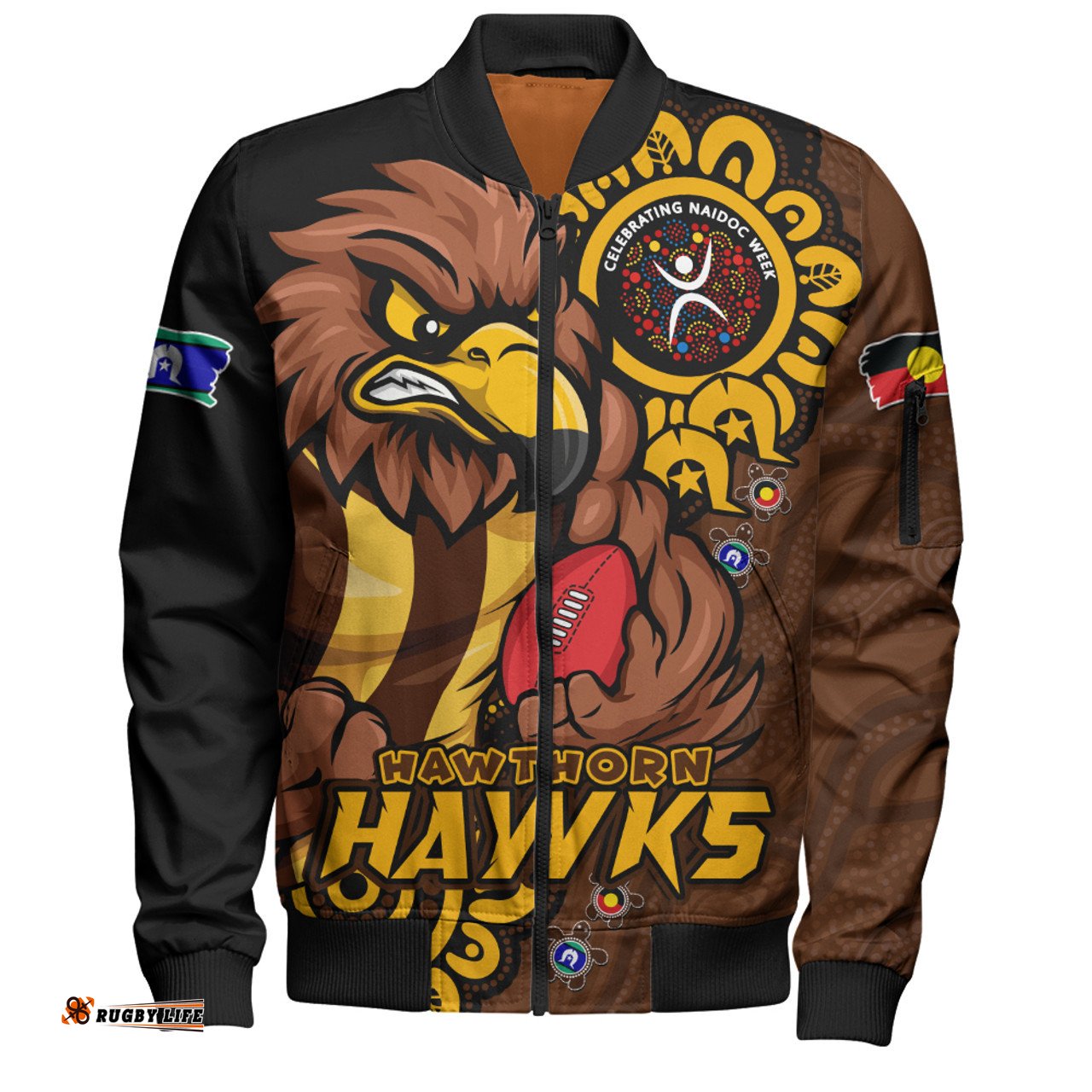 Amazing Aussie Hawthorn Power Through Generations NAIDOC Edition Bomber Jacket