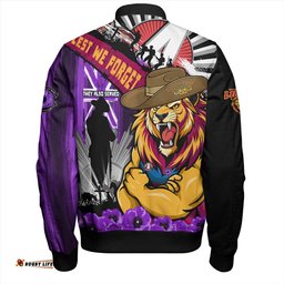 Amazing Aussie Brisbane Lions ANZAC Day Honor Purple Valor And Spirit Bomber Jacket
