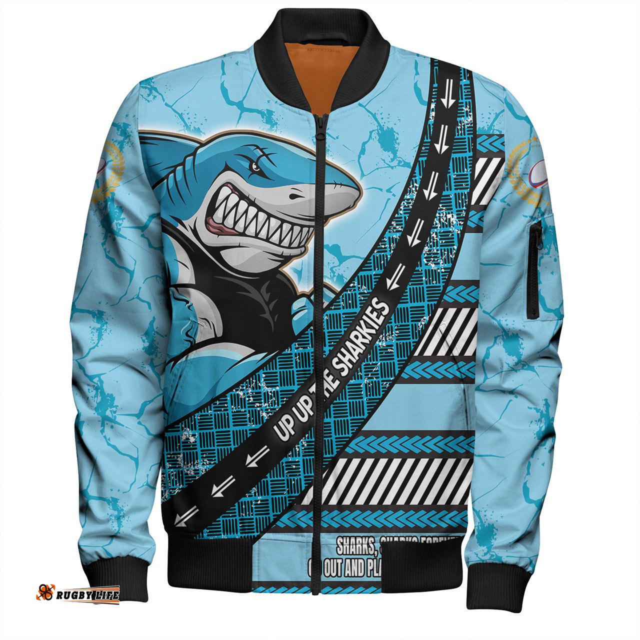 Amazing Aussie Cronulla Sutherland Sharks Theme Song For Rugby With Sporty Style Bomber Jacket