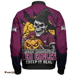 Amazing Aussie Manly Warringah Sea Eagles Dark Moon Rugby Halloween Battle Edition Bomber Jacket