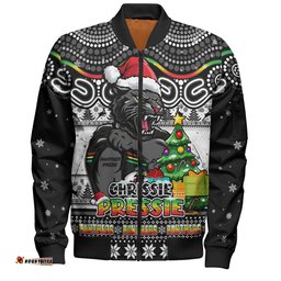 Amazing Aussie Penrith Panthers Aussie Ugly Christmas For Die Hard Fan Supporters Bomber Jacket
