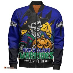 Amazing Aussie New Zealand Warriors Dark Moon Rugby Halloween Battle Edition Bomber Jacket