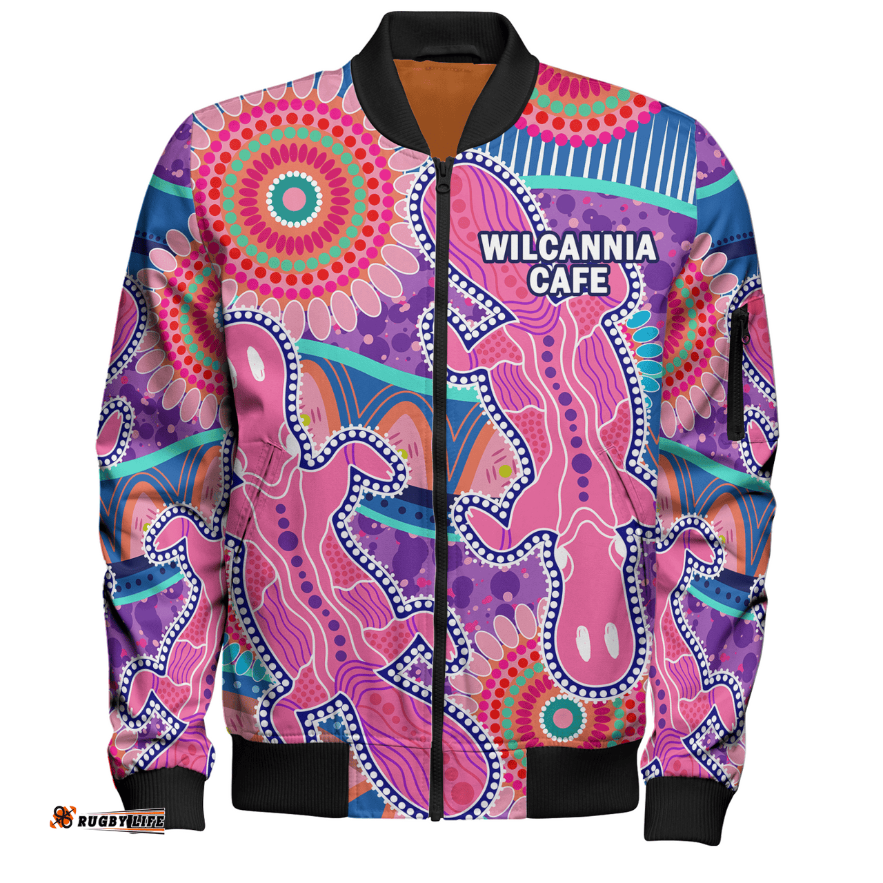 Amazing Aussie ( Custom) Australia Platypus Aboriginal Pink Platypus With Aboriginal Art Dot Painting Patterns Inspired Bomber Jacket