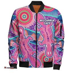 Amazing Aussie ( Custom) Australia Platypus Aboriginal Pink Platypus With Aboriginal Art Dot Painting Patterns Inspired Bomber Jacket