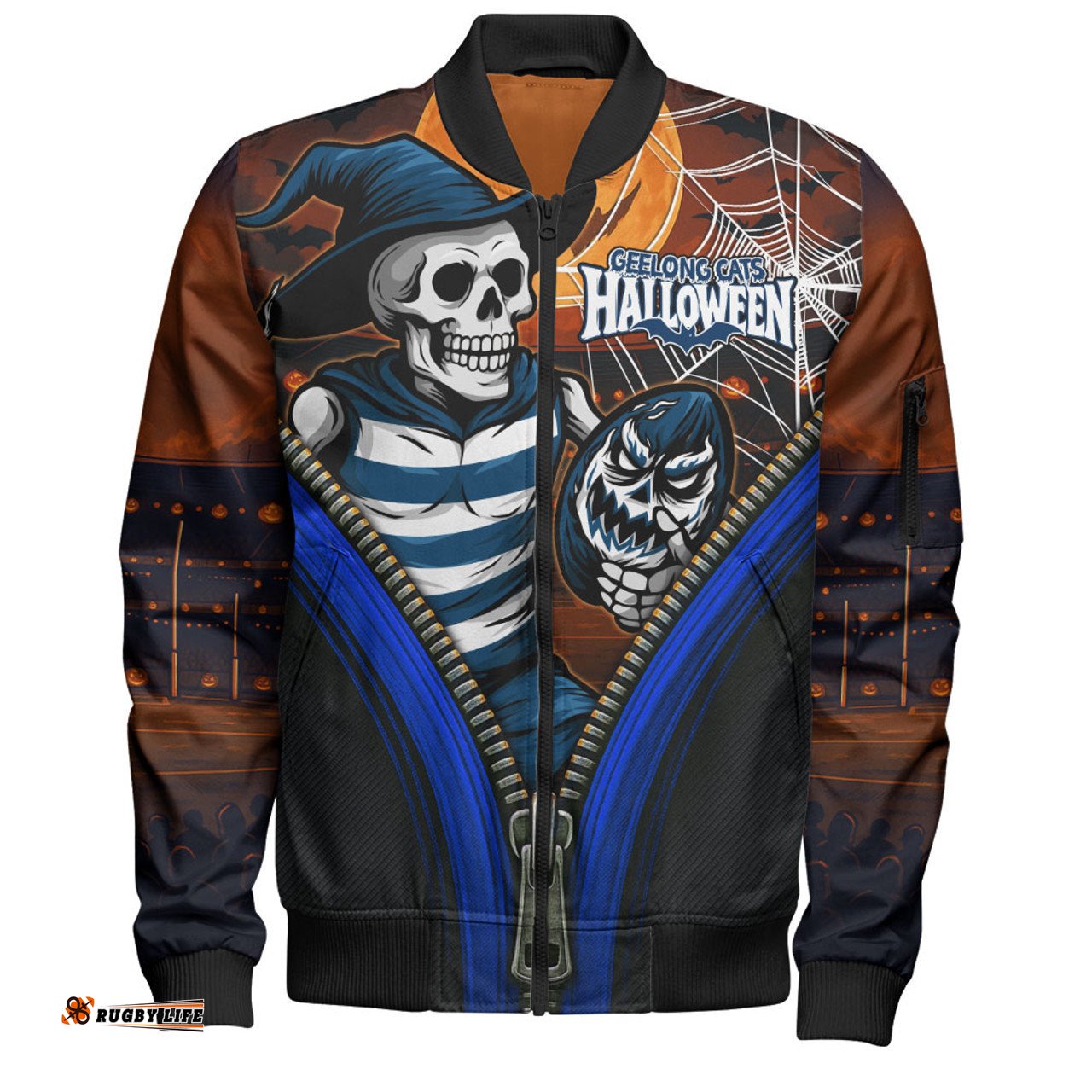 Amazing Aussie Geelong Cats Halloween Night Reaper Bomber Jacket