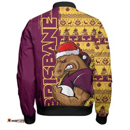 Amazing Aussie Brisbane Broncos Merry Ugly Xmas Nordic Pattern Style Bomber Jacket