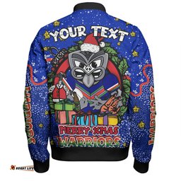 Amazing Aussie New Zealand Warriors Christmas Custom Merry Christmas Our Beloved Team With Aboriginal Dot Art Pattern Bomber Jacket