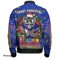 Amazing Aussie New Zealand Warriors Christmas Custom Merry Christmas Our Beloved Team With Aboriginal Dot Art Pattern Bomber Jacket