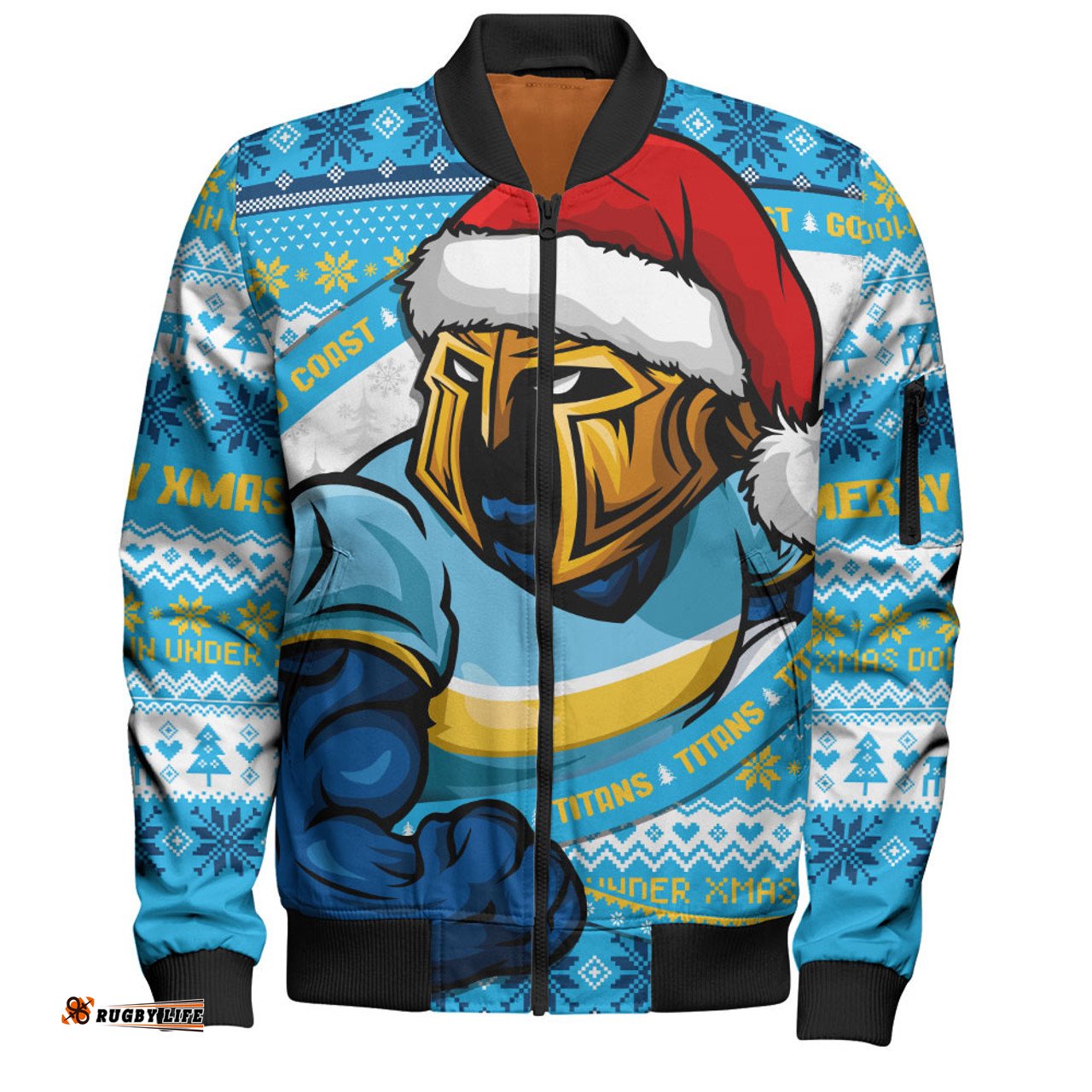 Amazing Aussie Gold Coast Titans Ugly Knit Style For Christmas Game Fans Bomber Jacket
