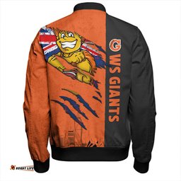 Amazing Aussie GWS GIANTS Burning Passion Of Power Scratch Style Bomber Jacket