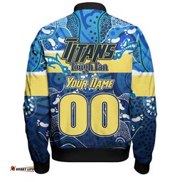 Amazing Aussie Gold Coast Titans Custom Gold Coast Titans For Life With Aboriginal Style Bomber Jacket