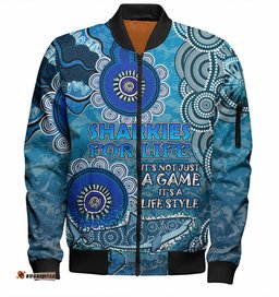 Amazing Aussie Cronulla Sutherland Sharks Custom Sharkies for Life Bomber Jacket