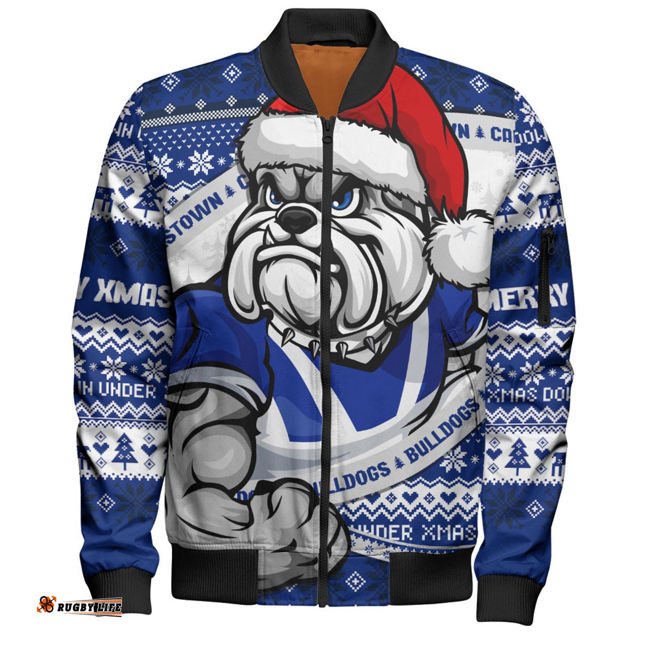 Amazing Aussie Canterbury Bankstown Bulldogs Ugly Knit Style For Christmas Game Fans Bomber Jacket