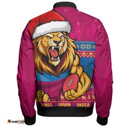 Amazing Aussie Brisbane Lions Merry Christmas Down Under Footy Power Style Bomber Jacket