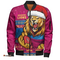 Amazing Aussie Brisbane Lions Merry Christmas Down Under Footy Power Style Bomber Jacket