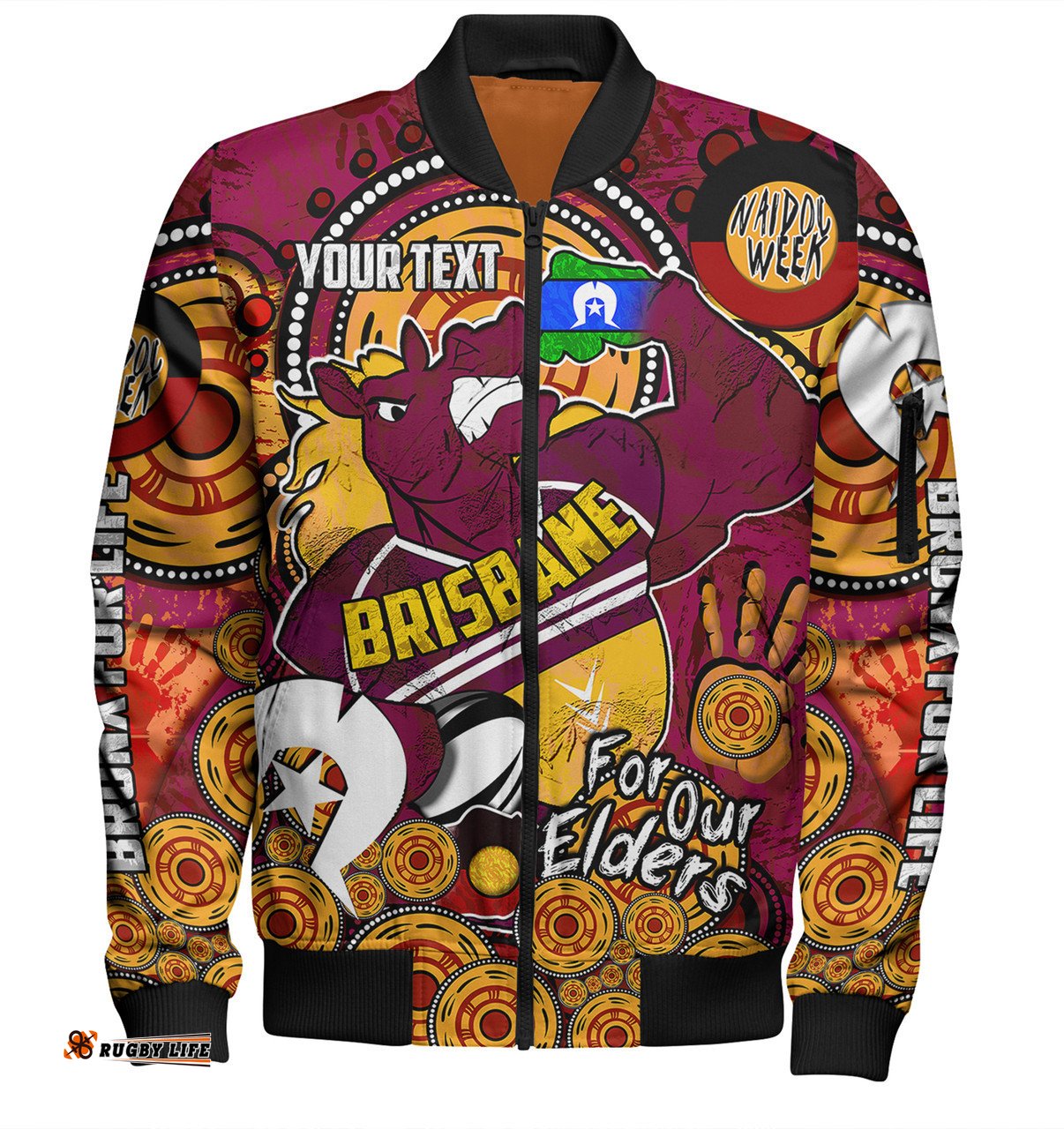 Amazing Aussie Brisbane Broncos Naidoc Week Custom Brisbane Broncos Naidoc Week For Our Elders Bronx for Life Sport Style Bomber Jacket