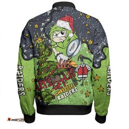 Amazing Aussie Canberra Raiders Christmas Custom Let's Get Lit Chrisse Pressie Bomber Jacket