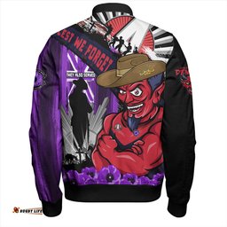 Amazing Aussie Melbourne ANZAC Day Honor Purple Valor And Spirit Bomber Jacket