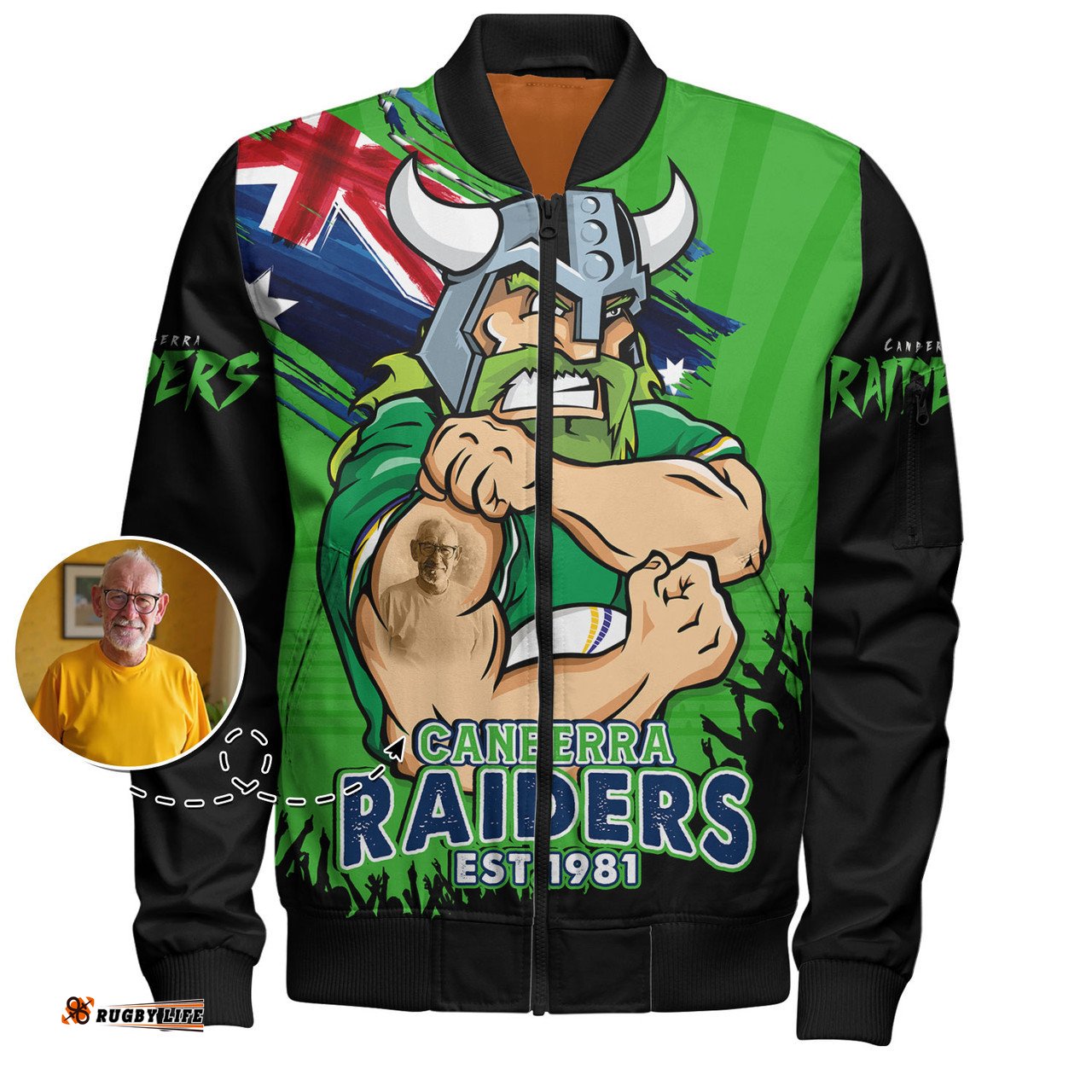 Amazing Aussie Canberra Raiders Heart Of A Fighter Tough And Fearless Bomber Jacket