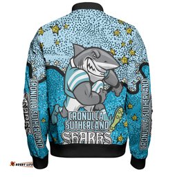 Amazing Aussie Cronulla Sutherland Sharks Custom Team With Dot And Star Patterns For Tough Fan Bomber Jacket