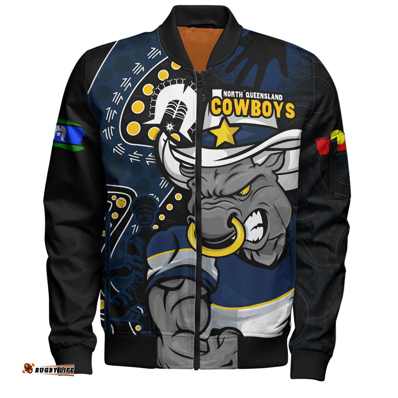 Amazing Aussie North Queensland Cowboys NAIDOC Indigenous Warrior Spirit Bomber Jacket