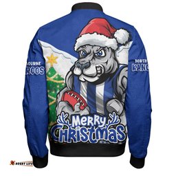 Amazing Aussie North Melbourne Santa Scoring Touchdown On Christmas Game Day Bomber Jacket