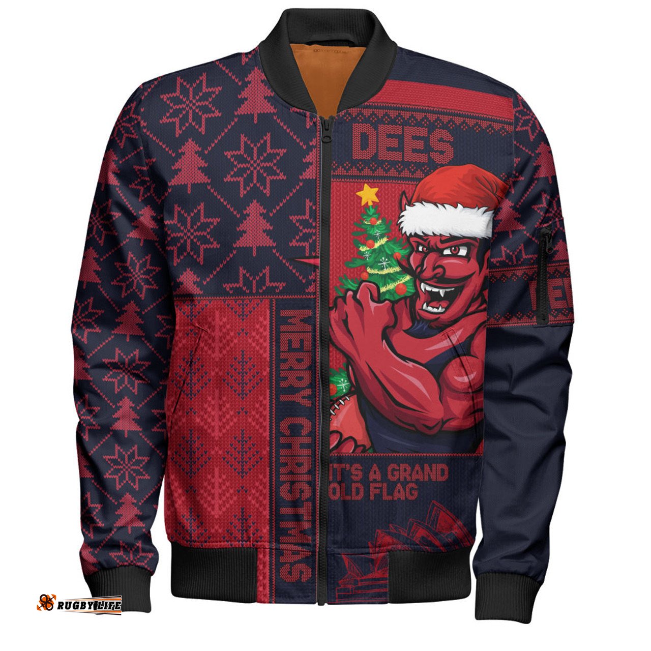 Amazing Aussie Melbourne Merry Christmas Knit Style Festive Spirit Bomber Jacket