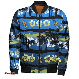 Amazing Aussie Gold Coast Titans Sport Tropical Hibiscus and Coconut Trees Bomber Jacket