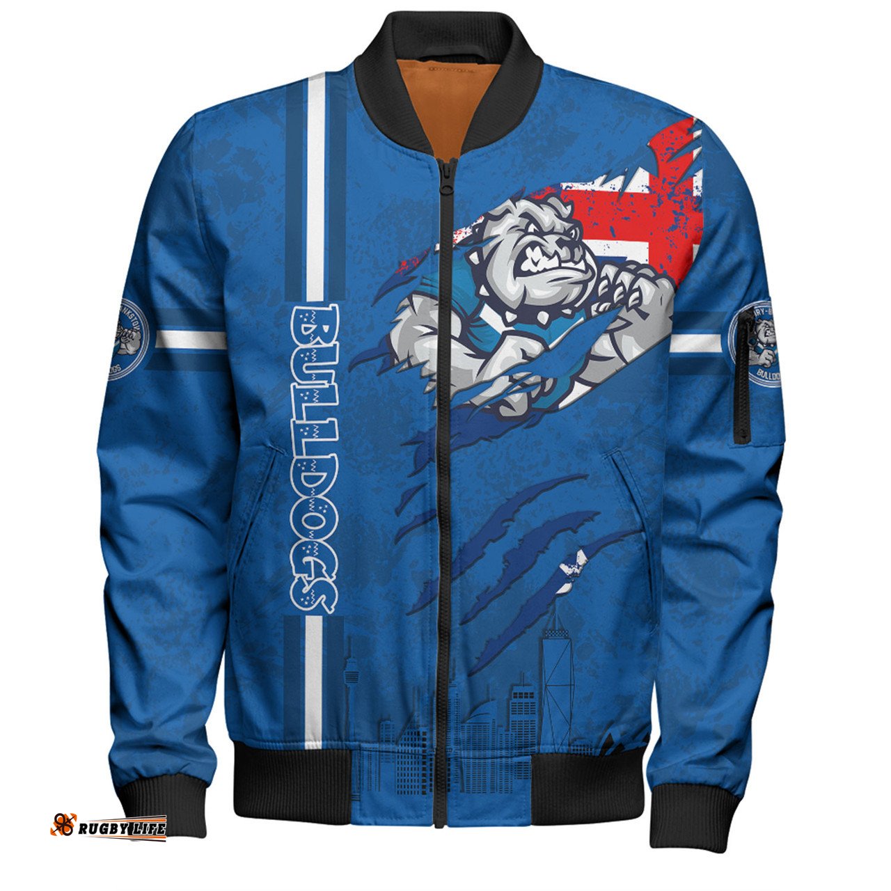 Amazing Aussie Canterbury Bankstown Bulldogs Happy Australia Day Flag Scratch Style Bomber Jacket
