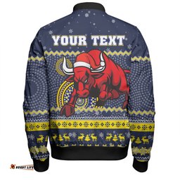 Amazing Aussie North Queensland Cowboys Christmas Custom Ugly Xmas And Aboriginal Patterns For Die Hard Fan Bomber Jacket